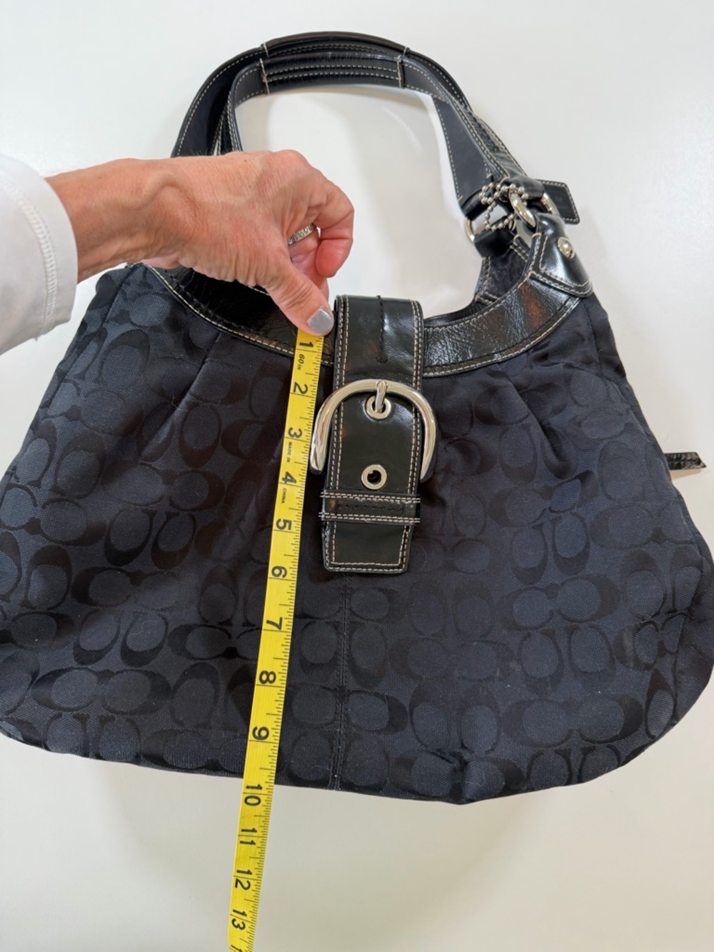 Coach Soho Lynn Signature Hobo Bag F15083 Black Leather Trim Y2K Vintage Classic - Picture 14 of 16